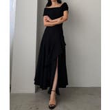 ブラック | Louere イレヘムスリットフレアスカート | Louere