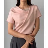 ピンク | Louere レース付きドレープアシメネックカットトップス | Louere