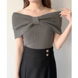 チャコール | mipiarl リボン付きポロニットセミフレアワンピース | JUNOAH