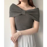 mipiarl  リボンオフショルニット | JUNOAH | 詳細画像9 