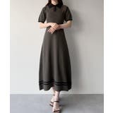 mipiarl リボン付きポロニットセミフレアワンピース | JUNOAH | 詳細画像1