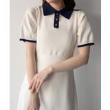 mipiarl リボン付きポロニットセミフレアワンピース | JUNOAH | 詳細画像11