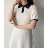 mipiarl リボン付きポロニットセミフレアワンピース | JUNOAH | 詳細画像12