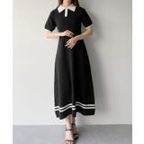 mipiarl リボン付きポロニットセミフレアワンピース | JUNOAH | 詳細画像14