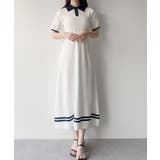 mipiarl リボン付きポロニットセミフレアワンピース | JUNOAH | 詳細画像15