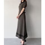 mipiarl リボン付きポロニットセミフレアワンピース | JUNOAH | 詳細画像2