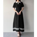 mipiarl リボン付きポロニットセミフレアワンピース | JUNOAH | 詳細画像5