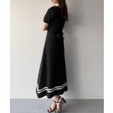 mipiarl リボン付きポロニットセミフレアワンピース | JUNOAH | 詳細画像6