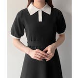 mipiarl リボン付きポロニットセミフレアワンピース | JUNOAH | 詳細画像7