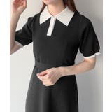 mipiarl リボン付きポロニットセミフレアワンピース | JUNOAH | 詳細画像8