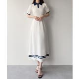 mipiarl リボン付きポロニットセミフレアワンピース | JUNOAH | 詳細画像9