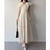 アイボリー | mipiarl フリルスリーブティアードワンピース | JUNOAH