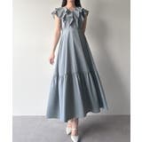 ブルーグレー | mipiarl フリルスリーブティアードワンピース | JUNOAH