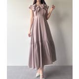 ピンクベージュ | mipiarl フリルスリーブティアードワンピース | JUNOAH