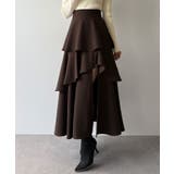 ブラウン | mipiarl  ハイウエストスリットティアードパンツスカート | JUNOAH