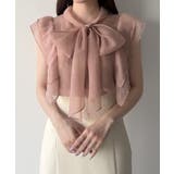 ピンクベージュ | mipiarl ノースリーブボウタイワッシャーシアーブラウス | JUNOAH