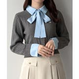 mipiarl  【リボン取り外し可能】シャツドッキングケーブルショートニット | JUNOAH | 詳細画像10 