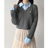 mipiarl  【リボン取り外し可能】シャツドッキングケーブルショートニット | JUNOAH | 詳細画像12 