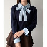 mipiarl  【リボン取り外し可能】シャツドッキングケーブルショートニット | JUNOAH | 詳細画像13 