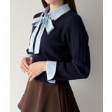 mipiarl  【リボン取り外し可能】シャツドッキングケーブルショートニット | JUNOAH | 詳細画像14 