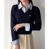 mipiarl  【リボン取り外し可能】シャツドッキングケーブルショートニット | JUNOAH | 詳細画像15 