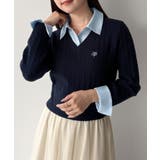 mipiarl  【リボン取り外し可能】シャツドッキングケーブルショートニット | JUNOAH | 詳細画像16 