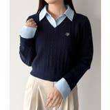 mipiarl  【リボン取り外し可能】シャツドッキングケーブルショートニット | JUNOAH | 詳細画像17 