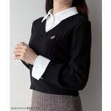 mipiarl  【リボン取り外し可能】シャツドッキングケーブルショートニット | JUNOAH | 詳細画像2 