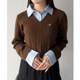 mipiarl  【リボン取り外し可能】シャツドッキングケーブルショートニット | JUNOAH | 詳細画像20 