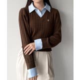 mipiarl  【リボン取り外し可能】シャツドッキングケーブルショートニット | JUNOAH | 詳細画像22 