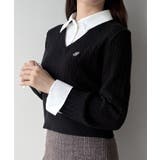 mipiarl  【リボン取り外し可能】シャツドッキングケーブルショートニット | JUNOAH | 詳細画像4 