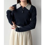 mipiarl ラメ襟配色ポロニット | JUNOAH | 詳細画像14