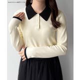 mipiarl ラメ襟配色ポロニット | JUNOAH | 詳細画像2