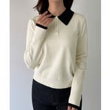 mipiarl ラメ襟配色ポロニット | JUNOAH | 詳細画像5