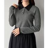 mipiarl ラメ襟配色ポロニット | JUNOAH | 詳細画像7