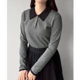 mipiarl ラメ襟配色ポロニット | JUNOAH | 詳細画像8