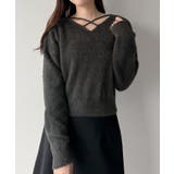 チャコール | mipiarl  クロスシャギーコンパクトニット | JUNOAH