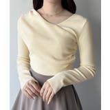 mipiarl  アシンメトリークロスニットトップス | JUNOAH | 詳細画像1 