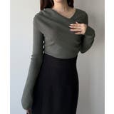 mipiarl  アシンメトリークロスニットトップス | JUNOAH | 詳細画像10 