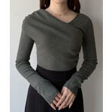 mipiarl  アシンメトリークロスニットトップス | JUNOAH | 詳細画像11 