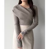 mipiarl  アシンメトリークロスニットトップス | JUNOAH | 詳細画像12 