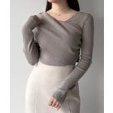 mipiarl  アシンメトリークロスニットトップス | JUNOAH | 詳細画像14 