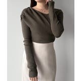 mipiarl  アシンメトリークロスニットトップス | JUNOAH | 詳細画像15 