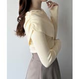 mipiarl  アシンメトリークロスニットトップス | JUNOAH | 詳細画像2 