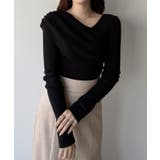 mipiarl  アシンメトリークロスニットトップス | JUNOAH | 詳細画像6 