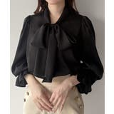ブラック | mipiarl サテンボウタイブラウス | JUNOAH