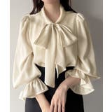 アイボリー | mipiarl サテンボウタイブラウス | JUNOAH