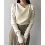 mipiarl  フィンガーホールドレープニットトップス | JUNOAH | 詳細画像2 