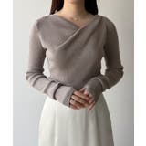 グレー | mipiarl  フィンガーホールドレープニットトップス | JUNOAH