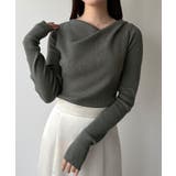 mipiarl  フィンガーホールドレープニットトップス | JUNOAH | 詳細画像8 